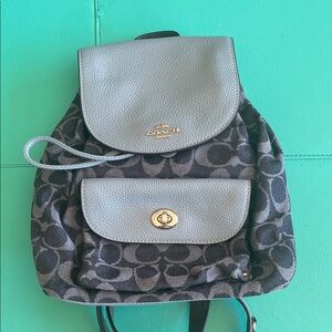 Coach Signature Canvas Backpack in Black and Gray
